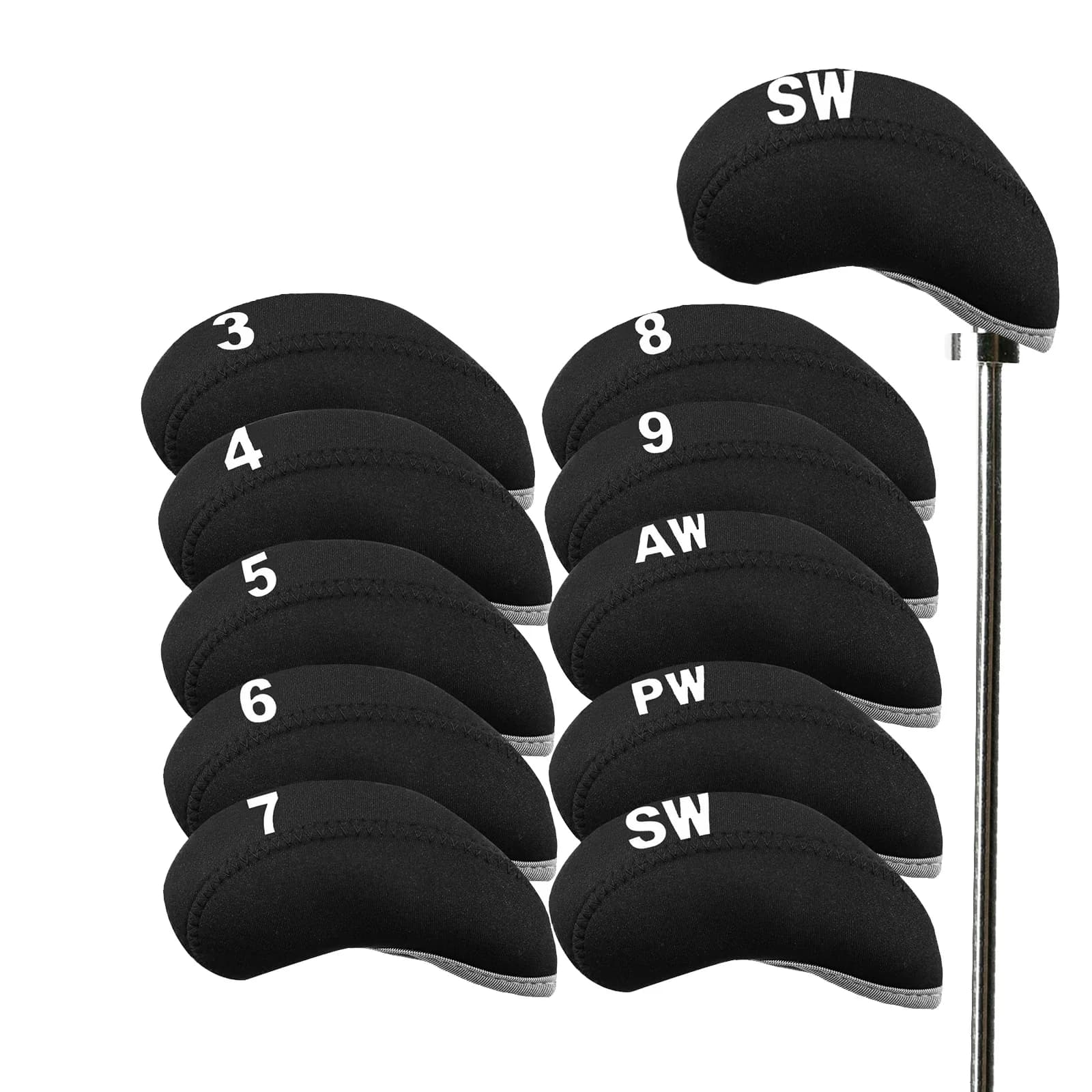 Copri testa in ferro da golf Set da 10 pezzi con protezione per putter, leggero e durevole per un facile trasporto, vestibilità universale per tutti i mazze di ferro