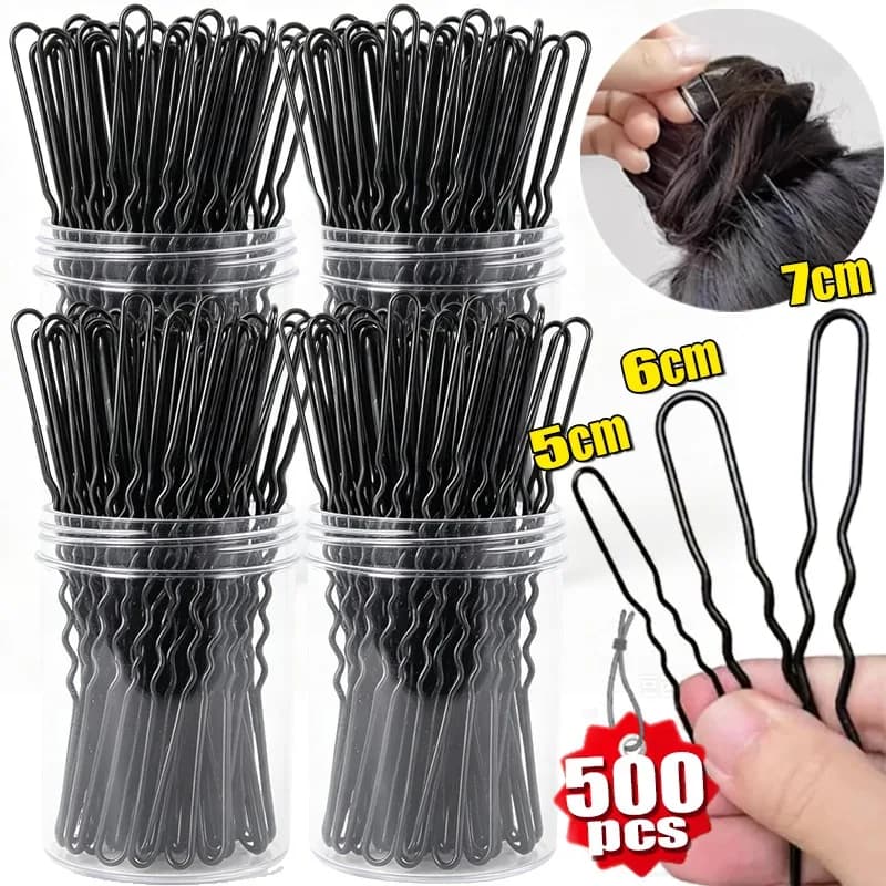 U-shaped Hairpin Straight Hair Clip Black Invisible Hairstyling Curly Bun-fixing Clip Hair accessory Durable Headwear Wholesale