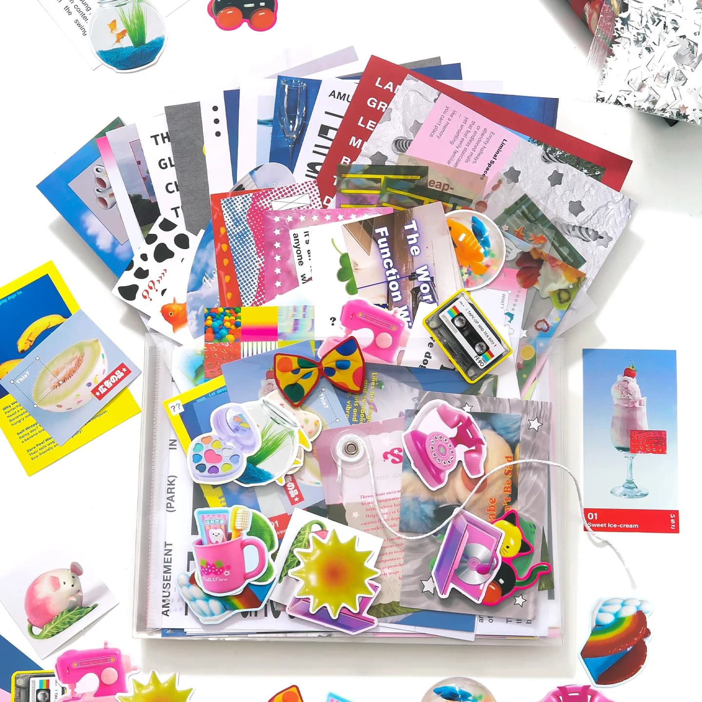 94pcs/pack Inspiration Material Series Kawaii Korean Style Sticker Material Pack Creative HandbookDIY Scrapbooking Decoration