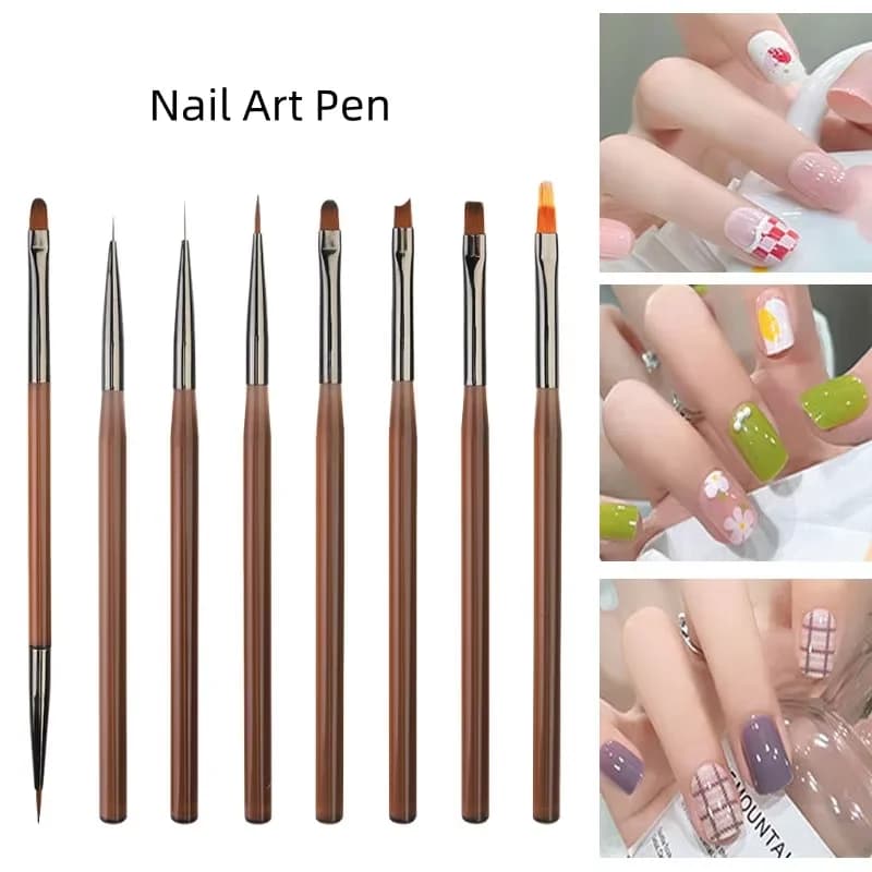 Set di 9 Pennelli per Nail Art, Pennelli per Gel UV, Pennelli per Disegno Acrilico, Strumenti per Decorazione Unghie