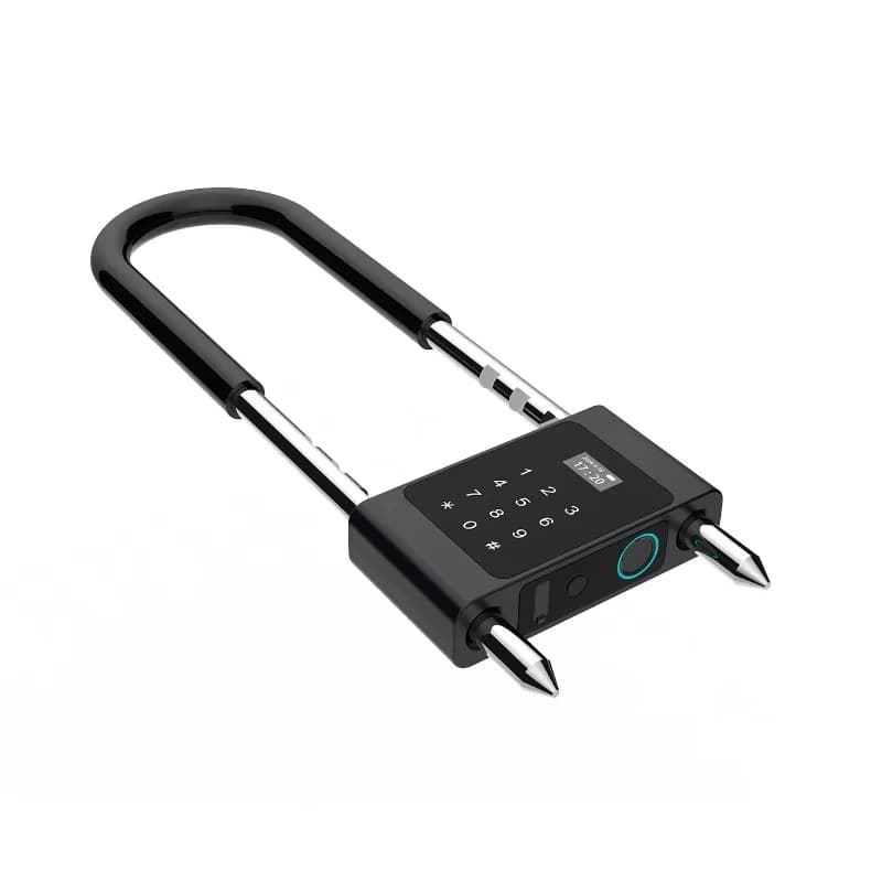 Serratura per porta in vetro intelligente a forma di U con APP Bluetooth Serratura per scheda con password per impronte digitali con diodo emettitore di luce organico da 0,96 pollici