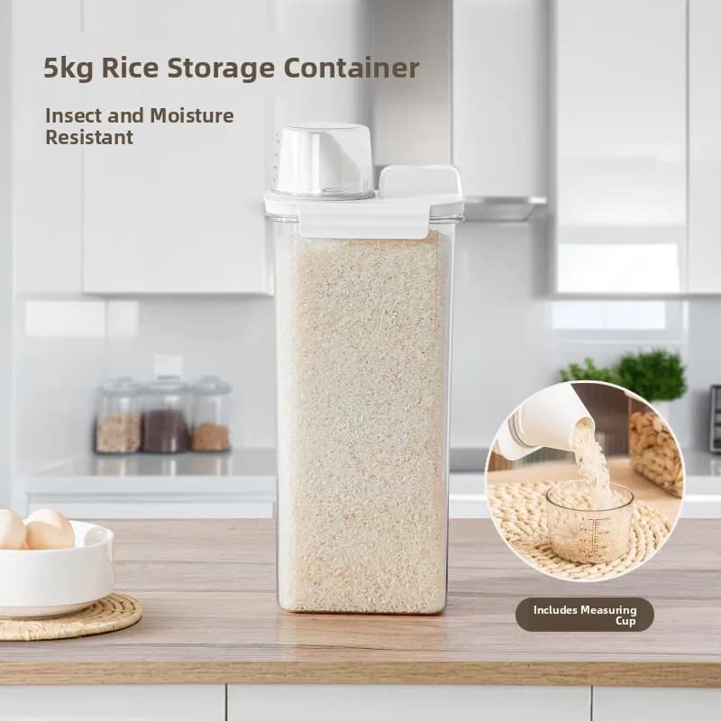Small Home Use Rice Storage Bucket Moisture Proof Insect Resistant Sealed Tin for Grain Storage Kitchen Organization