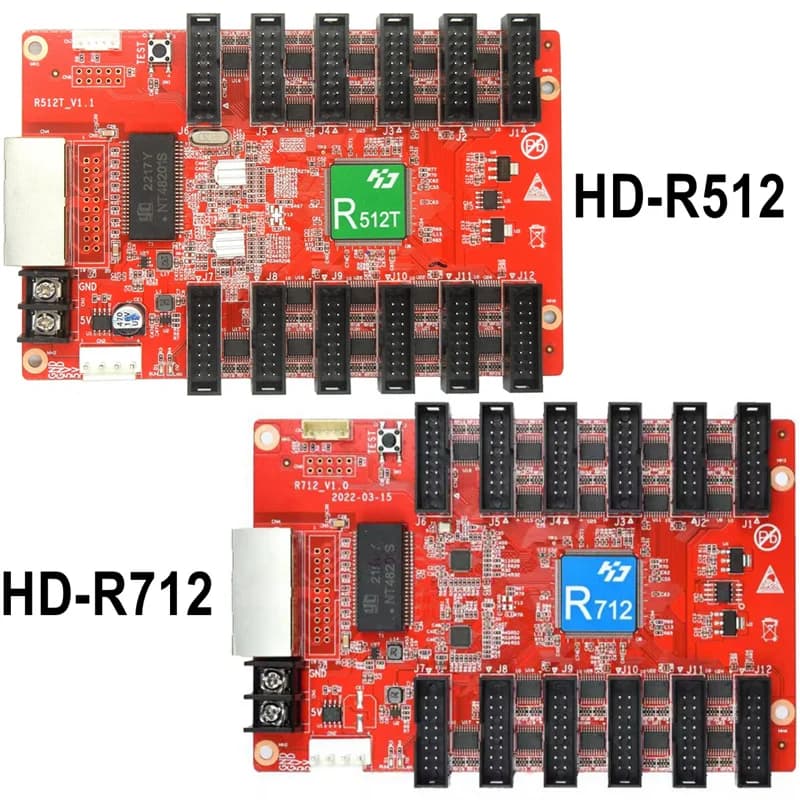 HD-R512 HD-R712 scheda di ricezione LED sincrona a colori HD-R512T 12 xhub75 porta RGB TV Wall Video Display Controller ricevitore