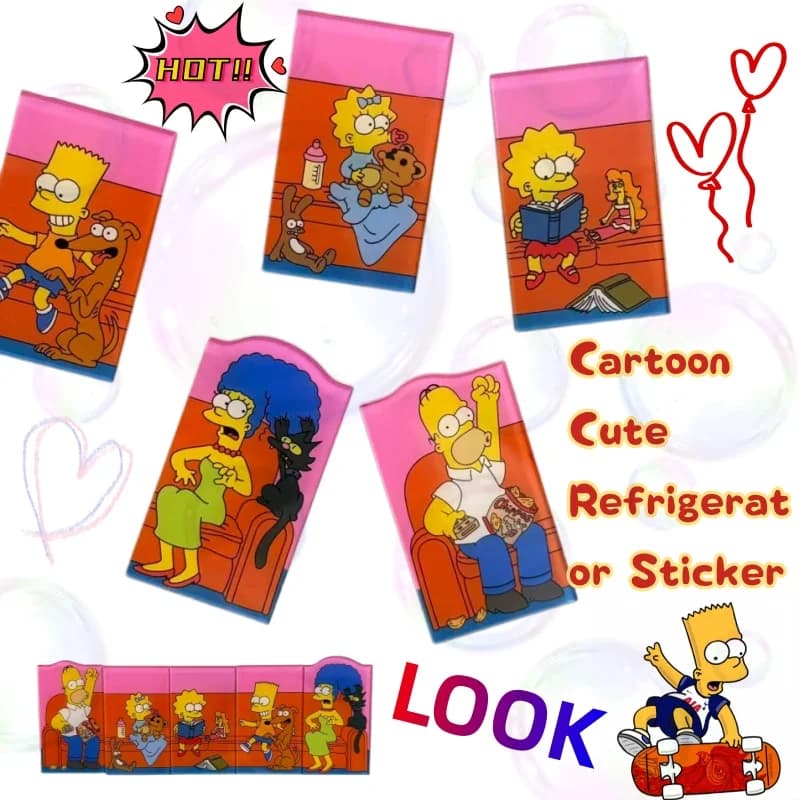 Simpson anime peripheral super cute refrigerator sticker cartoon acrylic magnetic sticker cabinet personalized decoration