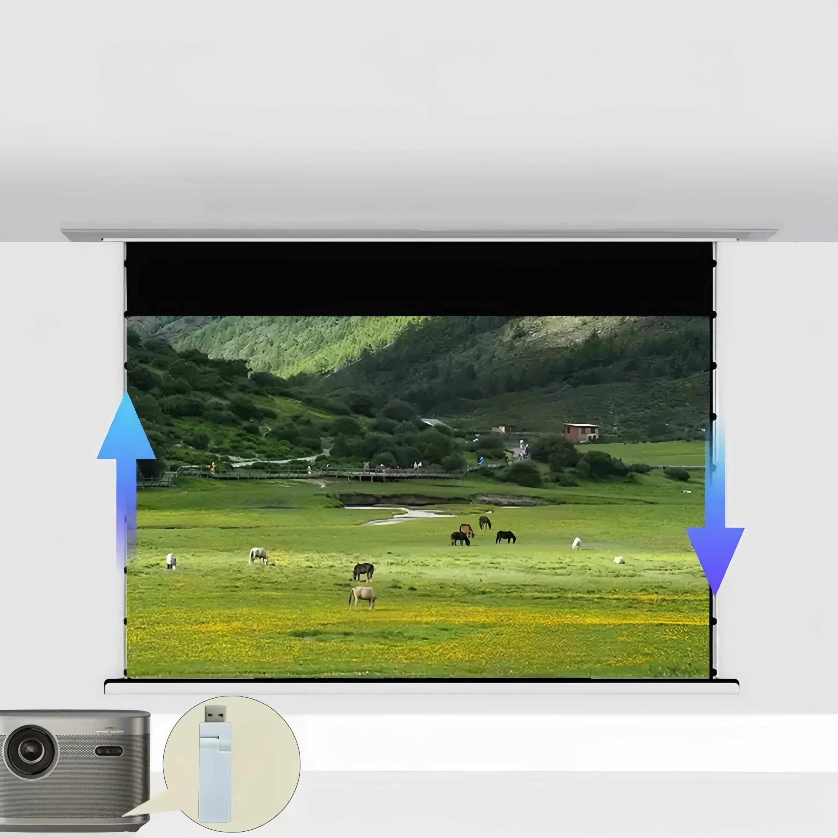 MIVISION PRO Full Concealed Ceiling Mounted Fresnel ALR Long Throw Projector Screen Retractable Home Cinema Drop Down Screens