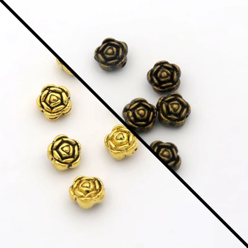 50 pcs 6mm alloy tibetan flower loose pink spacer metal beads for jewelry creation sewn diy accessories wholesale