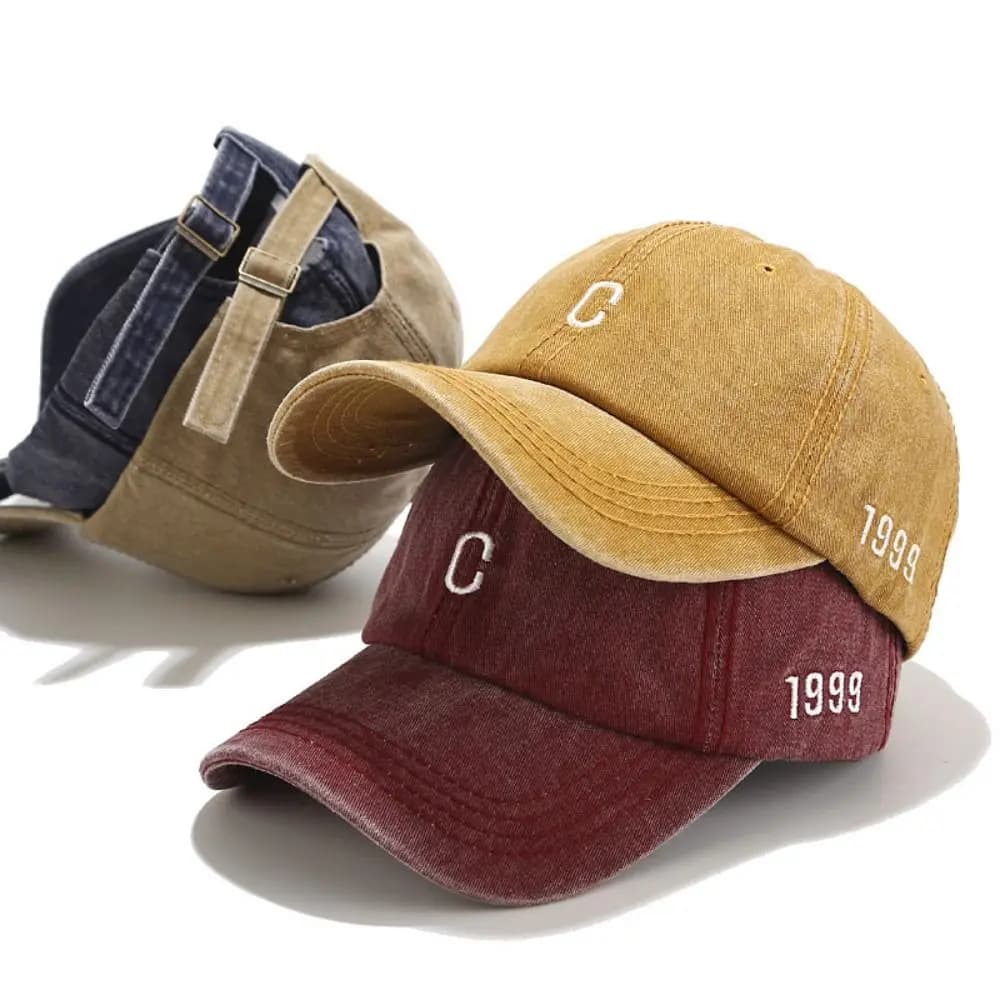 Vintage Letters C Embroidery Baseball Caps Adjustable Hip-hop Washed Baseball Hats Sunscreen Hats Man Women Outdoor Sports