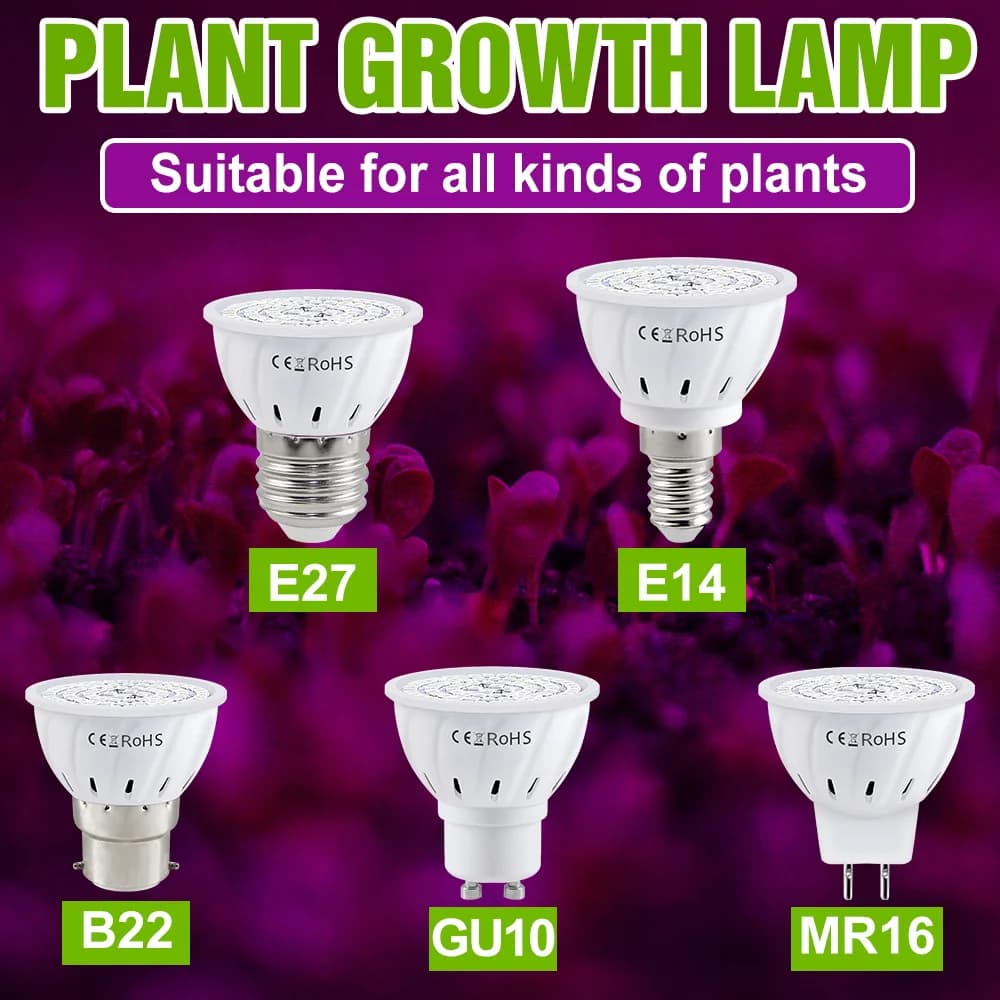 E27 LED Plant Coltiva Lampadina Spettro Completo GU10 Faretto MR16 Plants Hydroponic Lamp for Cultivation of Vegetables E14 B22 GU5.3