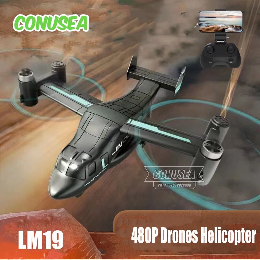 LM19 Rc Dron Wifi Fpv Droni Elicottero Fotocamera Drone 480P Quadcopter Telecomando Land Air Modello Rc Aereo Min Ufo Aereo Giocattolo