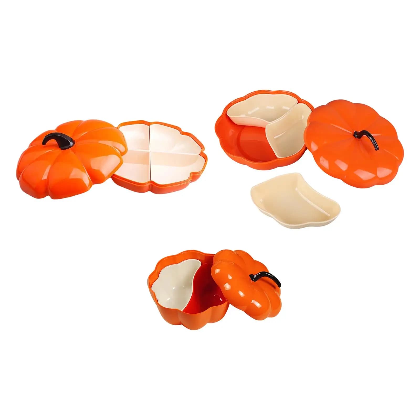 Vassoio per snack con zucca di Halloween Piatto da portata Piatto di frutta secca Piatti per caramelle e noci con coperchio per noci Antipasti Biscotti da dessert