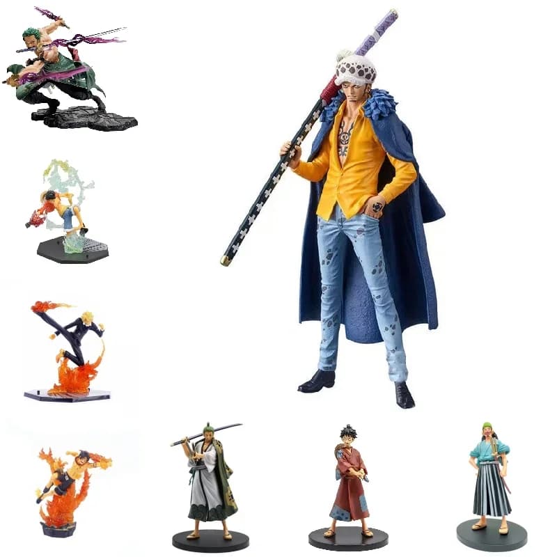Anime One Piece Figura Rufy Sanji Ace Nami Usopp Roronoa Zoro Trafalgar Law Action Figures Modello da collezione Giocattoli
