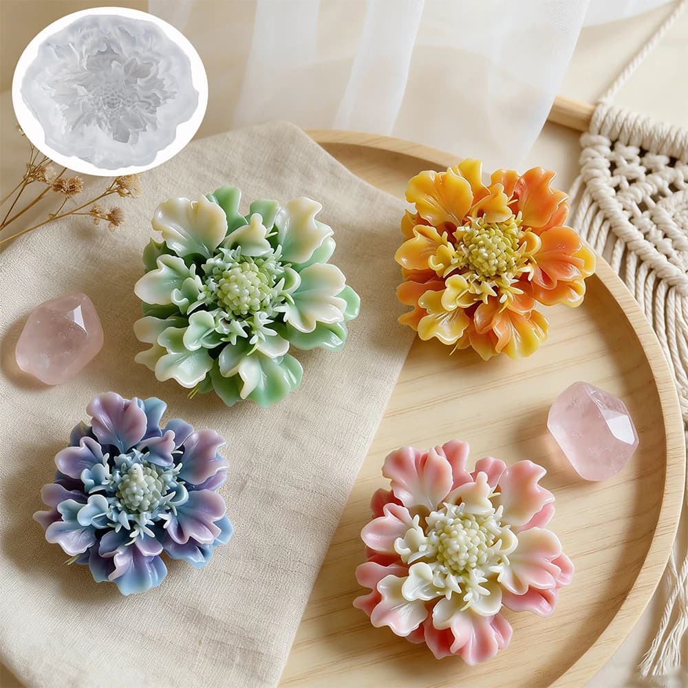 Stampo in Silicone per Candele a Forma di Fiordaliso, Stampo 3D per Sapone, Gesso, Resina, Cemento, Strumento Fai-da-Te per Cioccolato, Ghiaccio e Torte