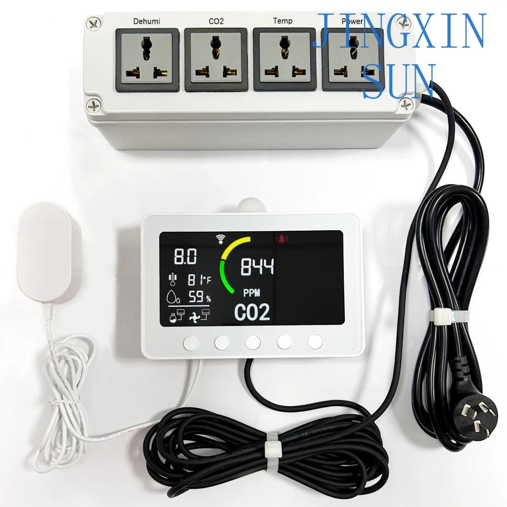 Agri Tent Growing Co2 Controller Co2 Meter, Temperature Humidity Sensor Smart Plug Control Temperature Humidity Controller