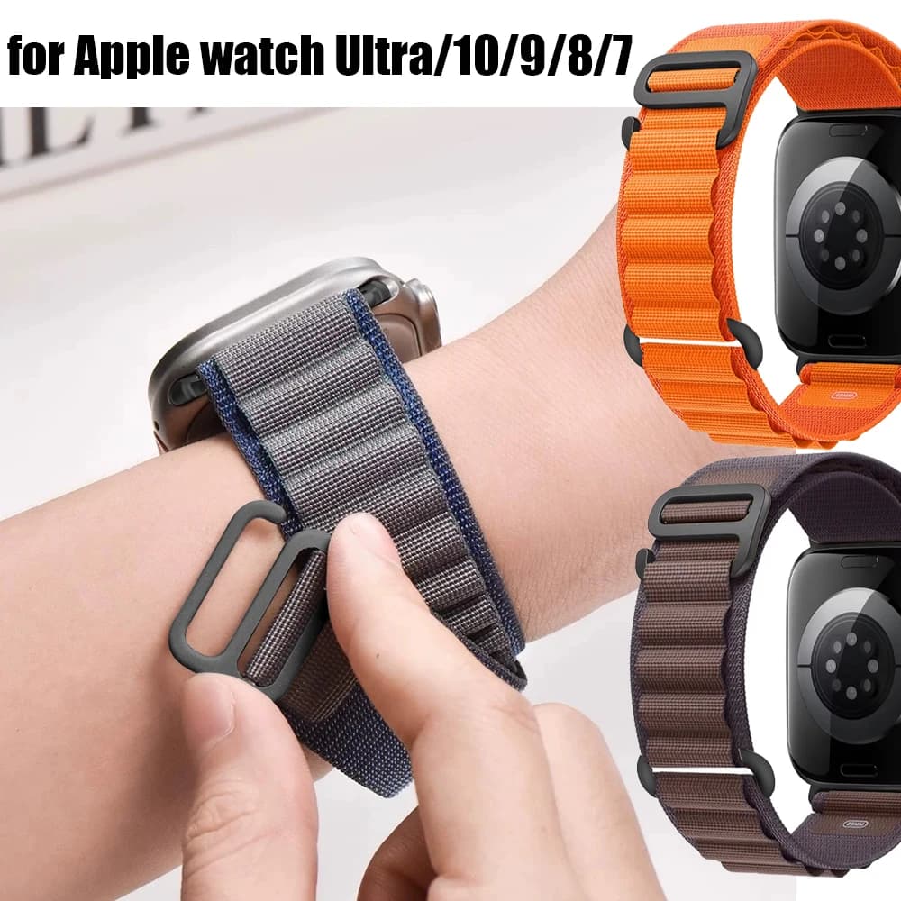 Per cinturini per orologi Apple 45mm 46mm 49mm 42mm cinturino iwatch 44mm 41mm 40mm cinturino in nylon alpino correa serie 10 9 8 7 6 SE Ultra 2