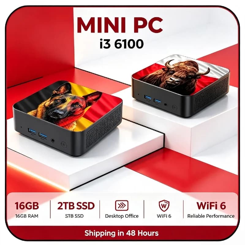 Intel Core i3‑6100 Mini Gaming Desktop PC Windows 11 16GB DDR4 RAM 2TB SSD WiFi 6 Bluetooth 5.2 4K HD For Daily Gaming & Office