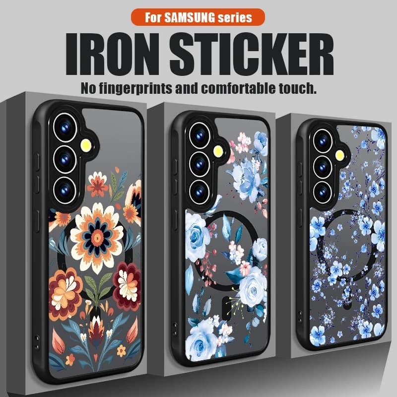 Custodia Magnetica per Telefono con Motivo Floreale Colorato per Samsung Galaxy S25 Edge S26 S24 S23 Ultra S25 FE S22 Plus, Cover Rigida Compatibile con MagSafe