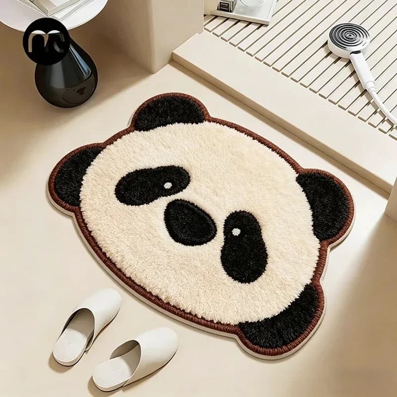 VIKAMA Cartoon Animal Fuzzy Bath Rug, Water Absorbing Anti-Slip Entrance Mat, Children's Bedroom Decorative Item