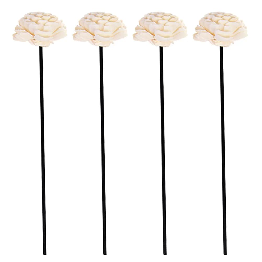 4Pcs Flameless Aromatherapy Diffuser Sticks with Dried Flowers Rattan Wood Scent Diffuser for Home Office Bathroom Spa Yoga Room