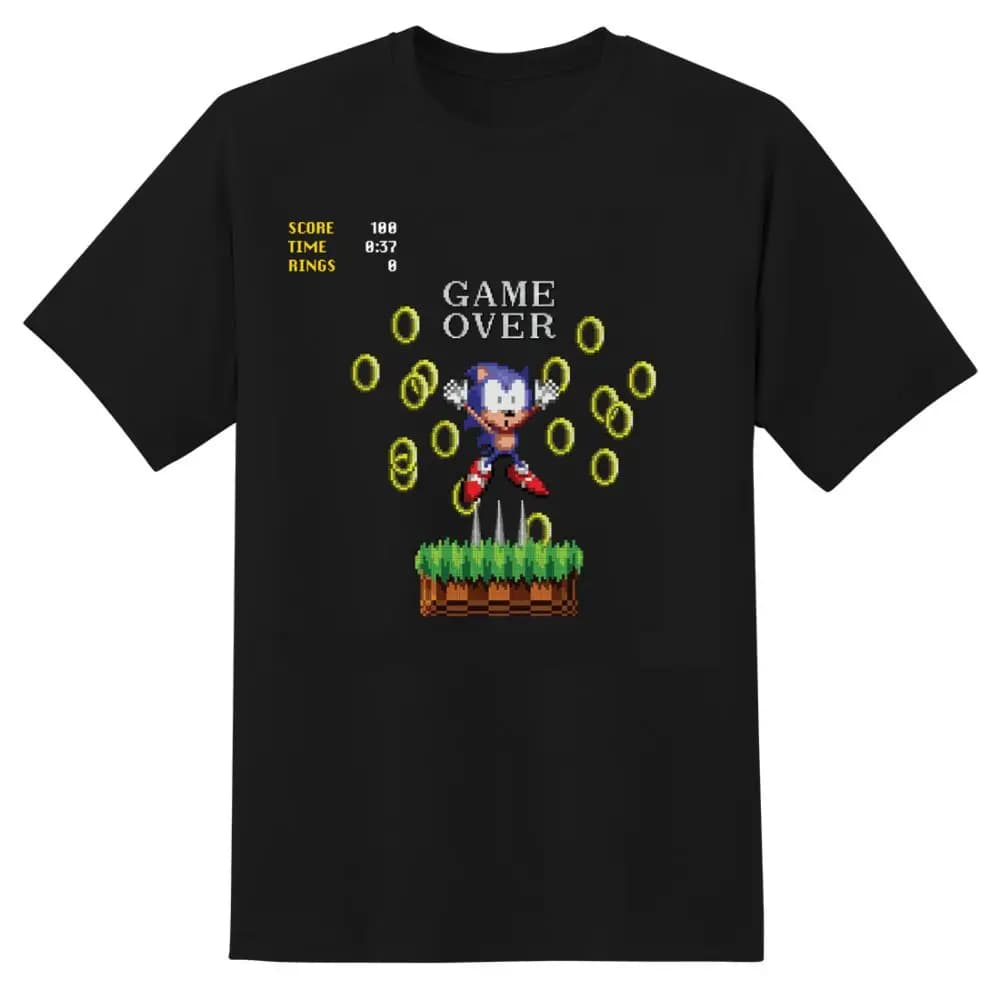 T-shirt alla Moda con Personaggio Anime Sonic, Maglietta a Maniche Corte in Cotone, Abbigliamento Sportivo Streetwear, T-shirt Trendy per Bambini