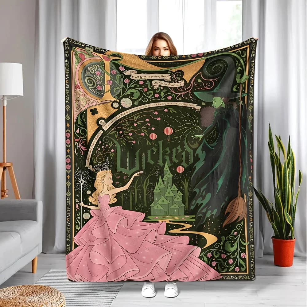Pink girl pattern Flannel printed blanket suitable for all seasons suitable for living room office sofa and travel