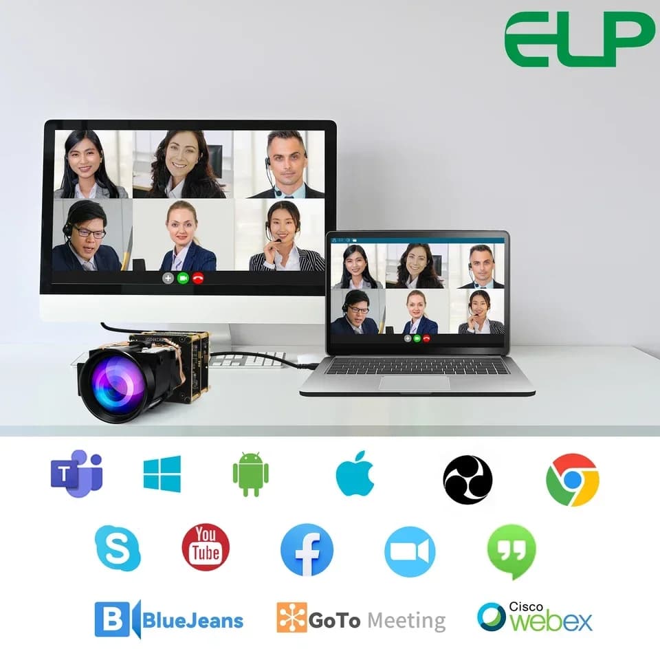Modulo Telecamera USB HDMI 2026 ELP con Zoom 12X 4K 30fps Autofocus, Webcam 1080P 60fps con Telecomando H.265 H.264 per Live Streaming