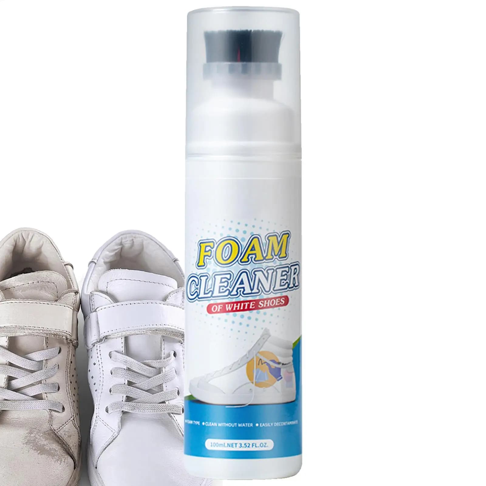 Detergente per scarpe in schiuma bianca portatile da 100 ml Detergente per scarpe con guscio di spazzola Scarpe Accessori per la pulizia delle scarpe da ginnastica Agente per la pulizia delle scarpe