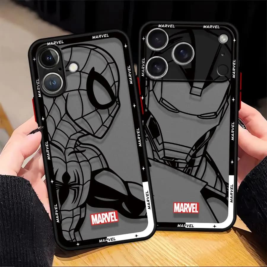 Custodia posteriore per telefono per iPhone 12 17 Air 15 Plus 13 Mini XS 16e 11 17 16 Pro Max 14 Marvel Spiderman Ironman