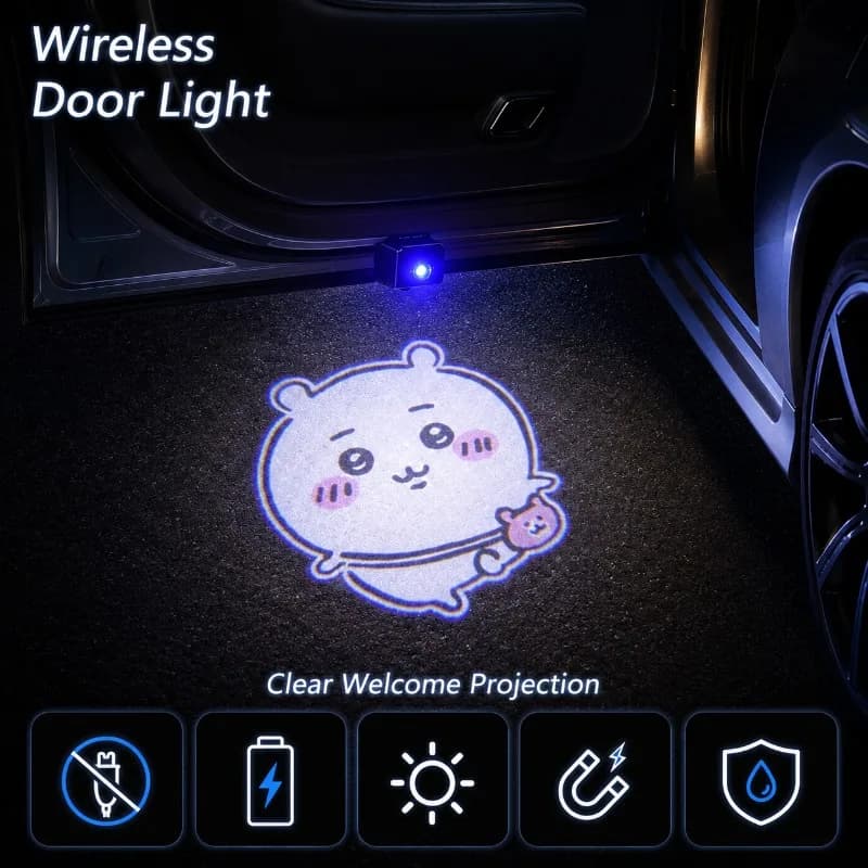 Anime Chiikawa Usagi Wireless Welcome Lamp Door Projection Light Cartoon Night Light Decorative Lamp For Girls Students Bedroom