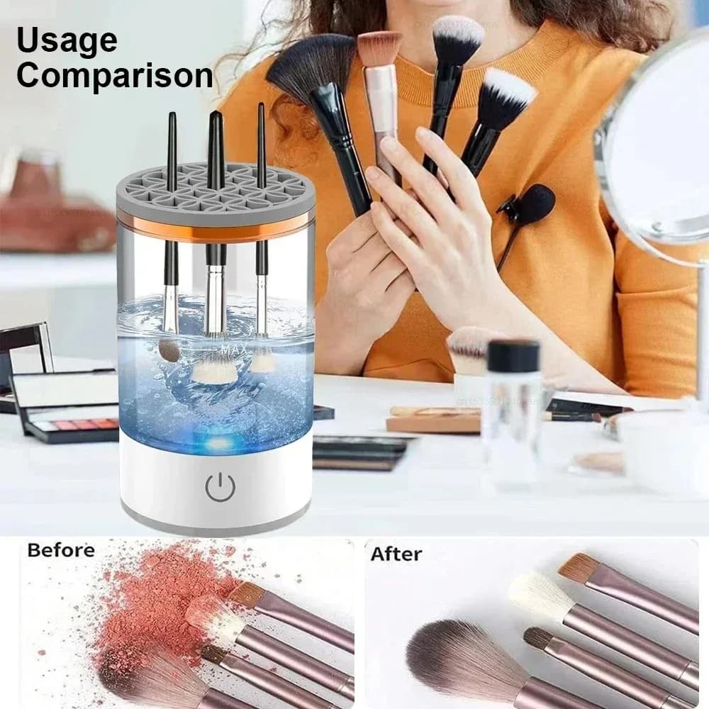 Pulitore e asciugatore automatico elettrico 3 in 1 per pennelli da trucco, supporto portatile per pennelli, strumenti di bellezza per donne