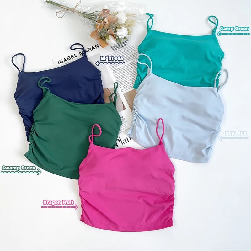 Gilet a canotta sexy senza cuciture estivo da donna Bellissimo comfort posteriore imbottito Bralette pieghe spalline sottili Top intimo 👚 👍️