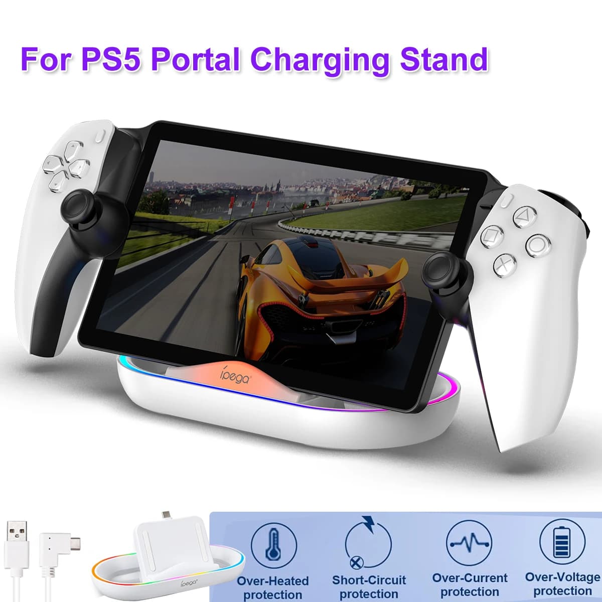 Per Playstation Portal Type-C RGB stazione dock di ricarica supporto base per caricabatterie per accessori console portale PS5 PS