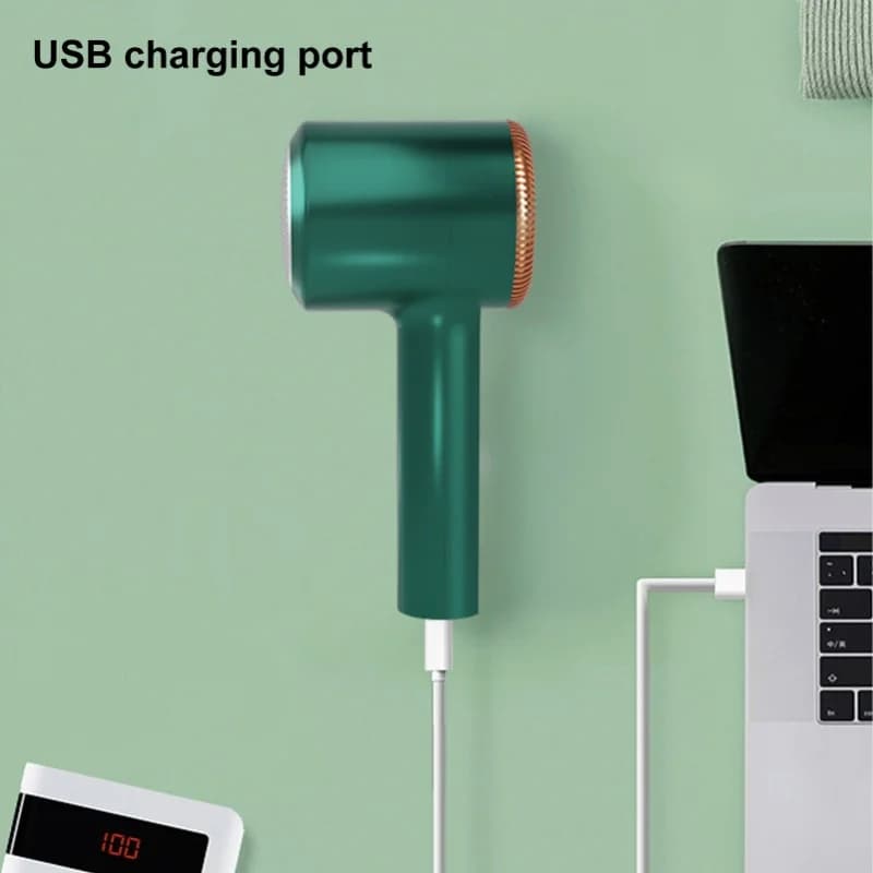 USB Rechargeable Electric Lint Shaver Green Portable Fabric Remover For Home Use