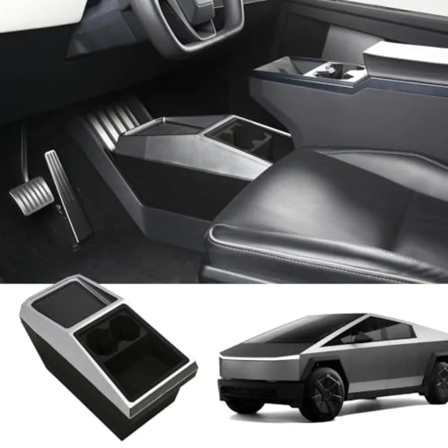 Organizer per Console Centrale per Tesla Cybertruck 2024-2026, Scatola Portaoggetti Interna Multifunzionale in Plastica Nera con Porta USB