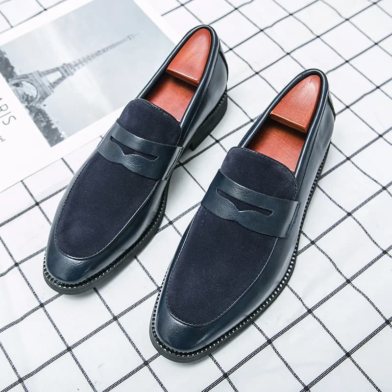 Scarpe Estive da Uomo in Vera Pelle, Casual, Eleganti Nere da Cerimonia, Mocassini Blu da Banchetto, Scarpe da Passeggio Outdoor, Taglie Grandi