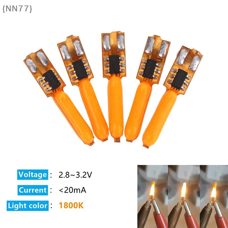 【NN77】5/10 pezzi Lampadina LED 3V con effetto fiamma tremolante - Diodo COB 1800K Accessorio luminoso per decorazioni feste di compleanno【W7】