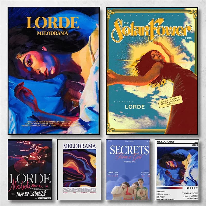 Lorde Melodrama/Solar Power Tour Album Inspired Music Singer Art Poster Canvas Painting Wall Print Picture for Room Home Decor