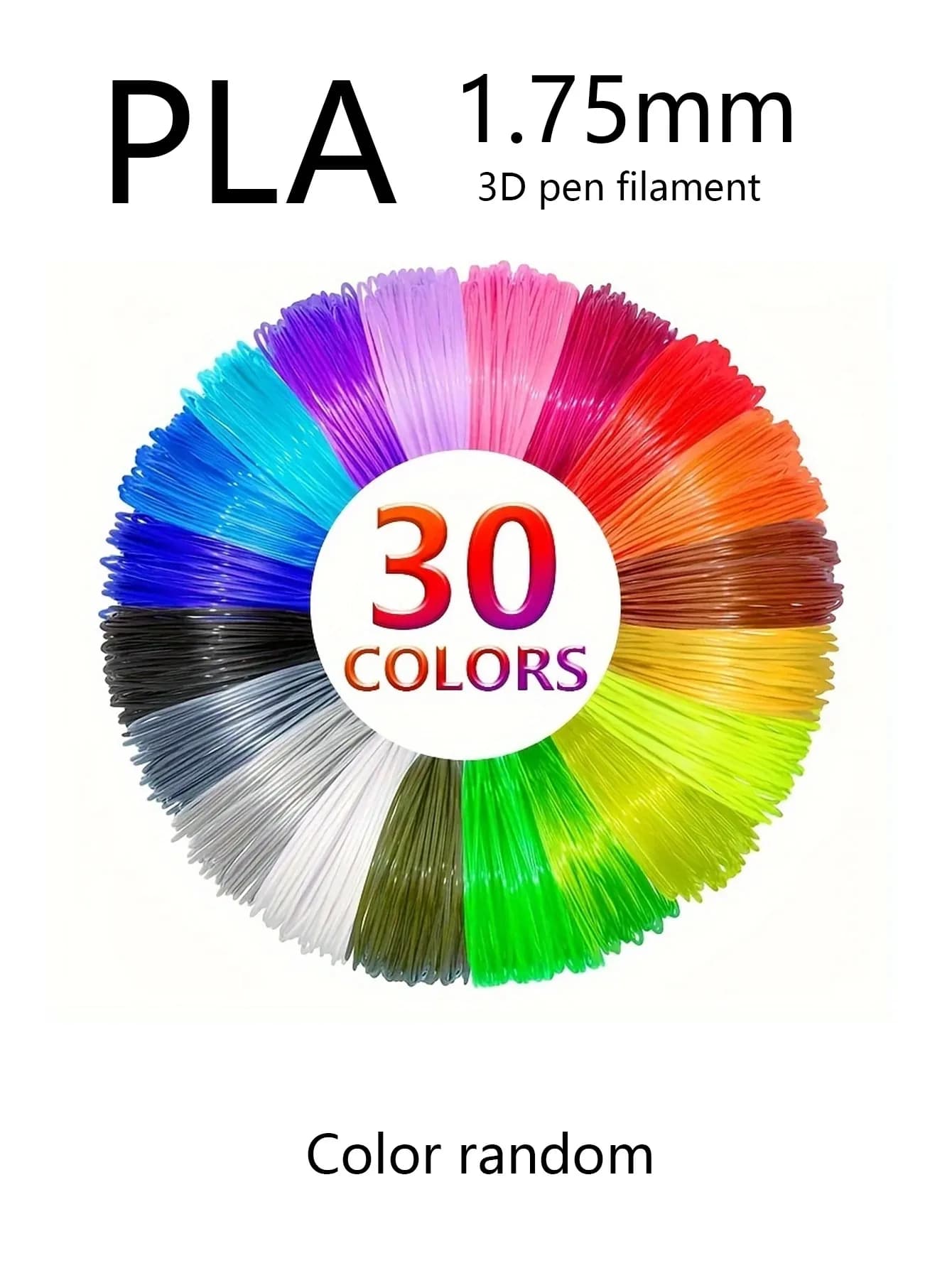 30 colors 1 75mm PLA 3D Solid Filament Pen 5m Each color Total 492 Ft 150m Random color 3D Printing pen embroidery