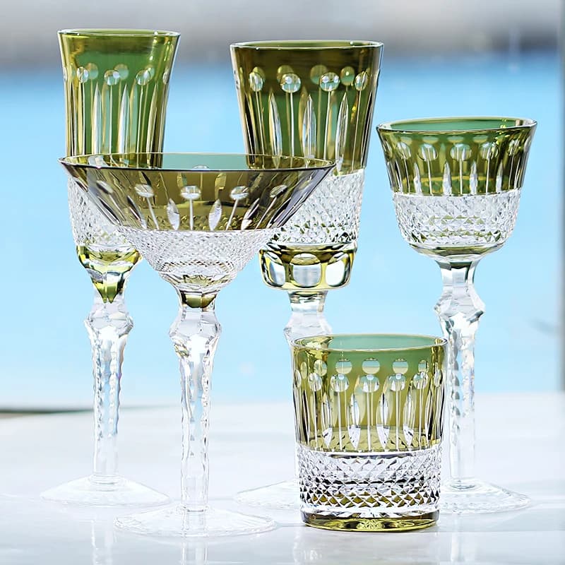 Calice in Vetro e Bicchiere da Whisky in Stile Ceco con Taglio a Mano a Forma di Stelo di Loto