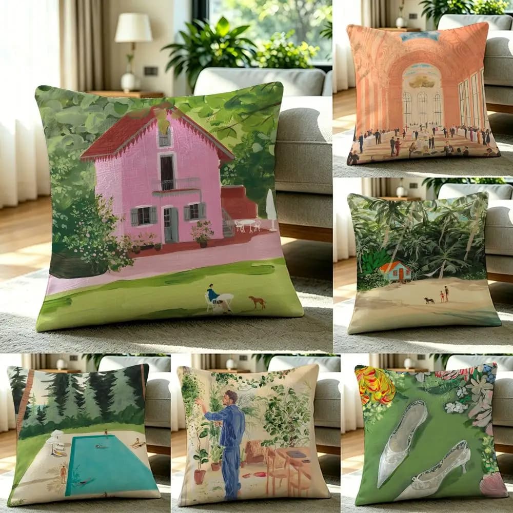P-Yukiko Noritake Set di fodere per cuscini in lino naturale, decorazione tutto in uno per divano, camera da letto e sedia