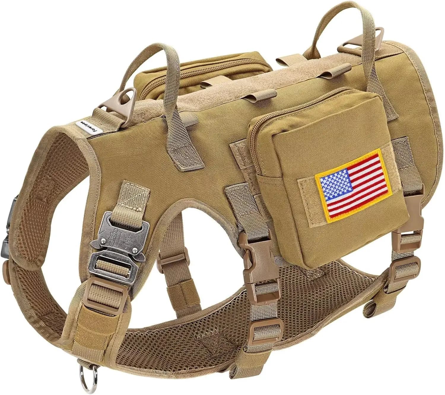 Imbracatura per Cani di Taglia Media con Maniglia, Gilet Tattico Anti-Trazione Regolabile per Petto 19.5-41.5" Marrone