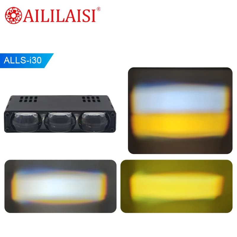 Aililaisi I30 3 lenti faro moto proiettore LED lente faretto ausiliario alto lume bianco giallo fendinebbia di guida Mini