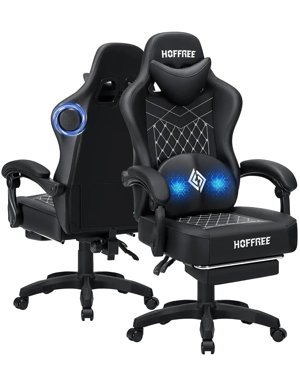 Sedia da Gaming con Altoparlanti e Massaggio, Poltrona Reclinabile per Adulti con Bluetooth e Tasca, Personalizzabile