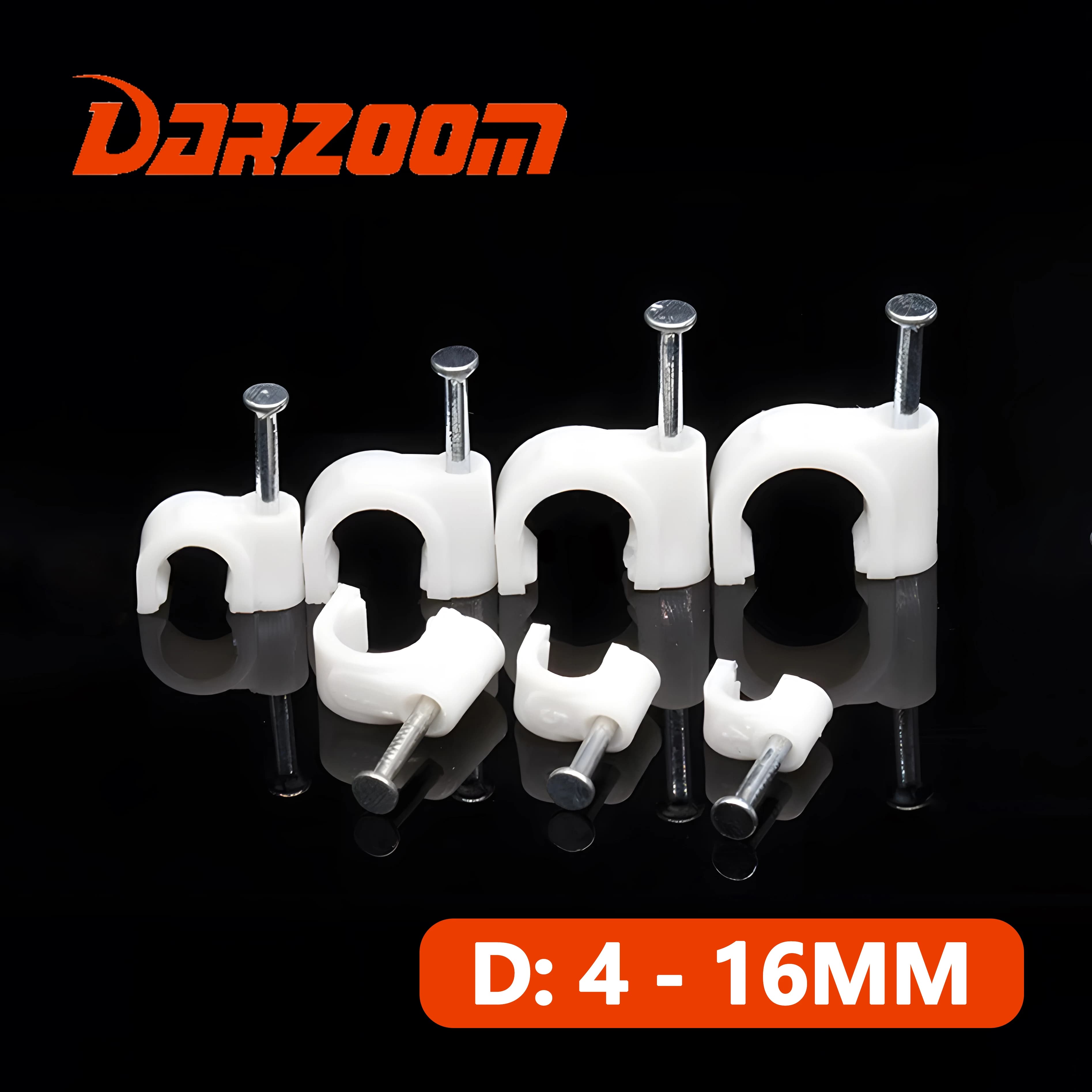 Round Cable Clips 4/5/6/7/8/9/10/12/14/16mm C Shaped Management Nylon Carbon Steel Nails Line Cord Tie Circle Wire Wall Holder