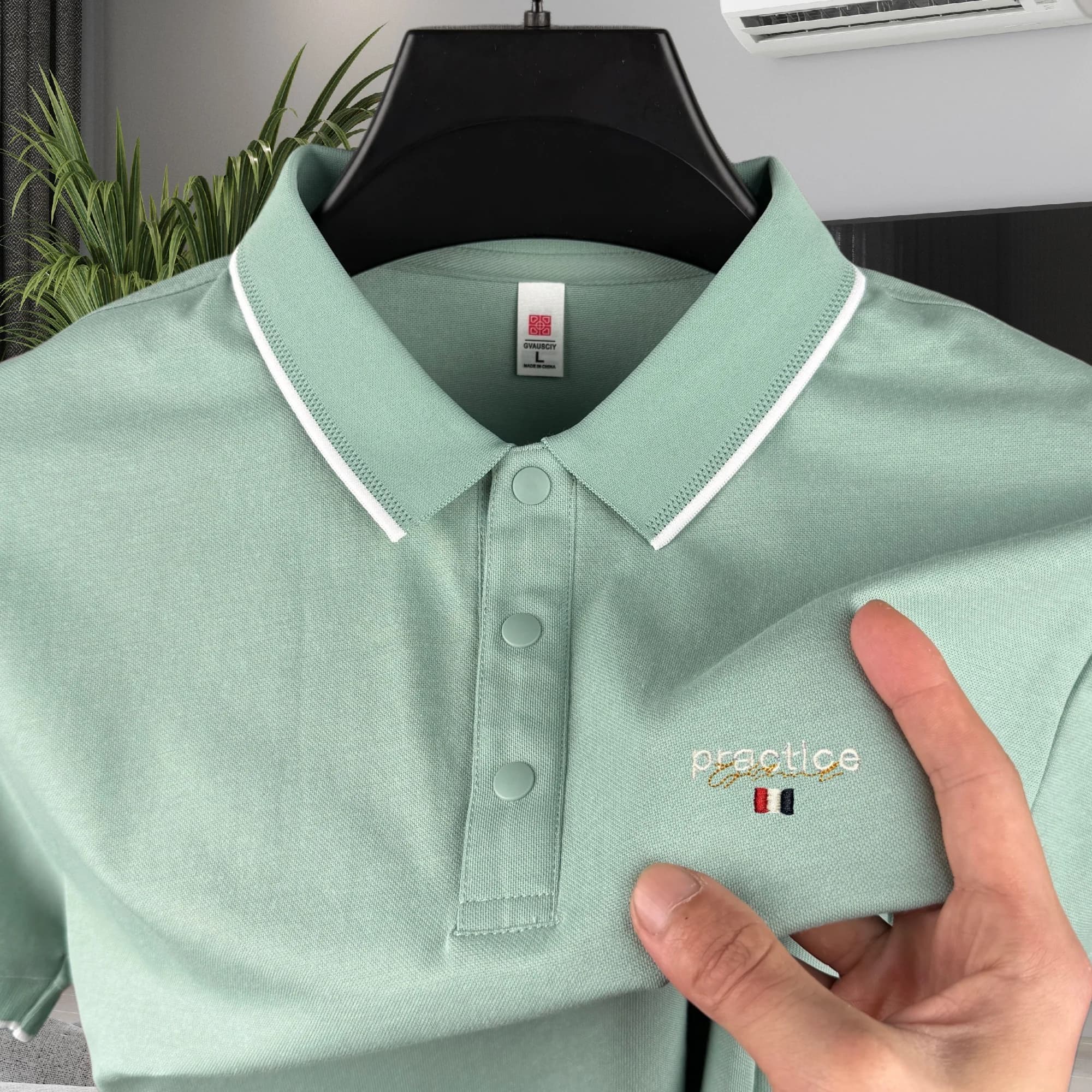 Polo a maniche corte in cotone da uomo di alta gamma, serie estiva di lusso a righe con ricamo a lettere, T-shirt casual