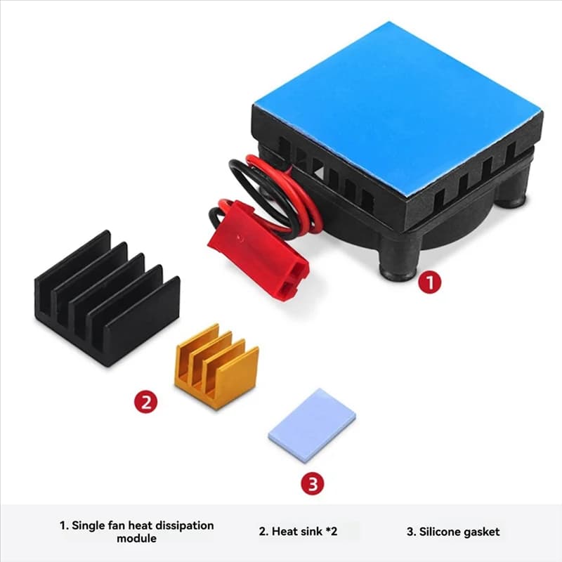 Cooling Fan Kit Ben made for Raspberry Pi 4B with aluminum heat sink and silicone bearing Improved cooling for excellent performance