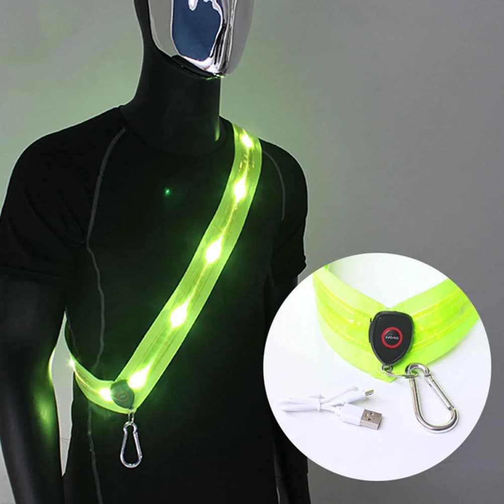 Rechargeable LED Racing Belt with Lighting Shoulders for Men and Women, Night Security for Hiking, Jogging and Walking
