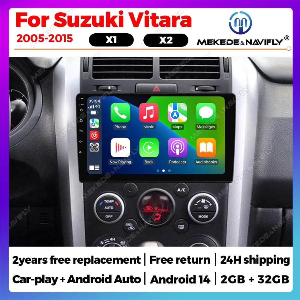 Autoradio Android 14 For Suzuki Grand Vitara 3 2005-2010 2011-2015 Autoradio Multimedia Reader GPS BT Carplay Android Car 9 inch
