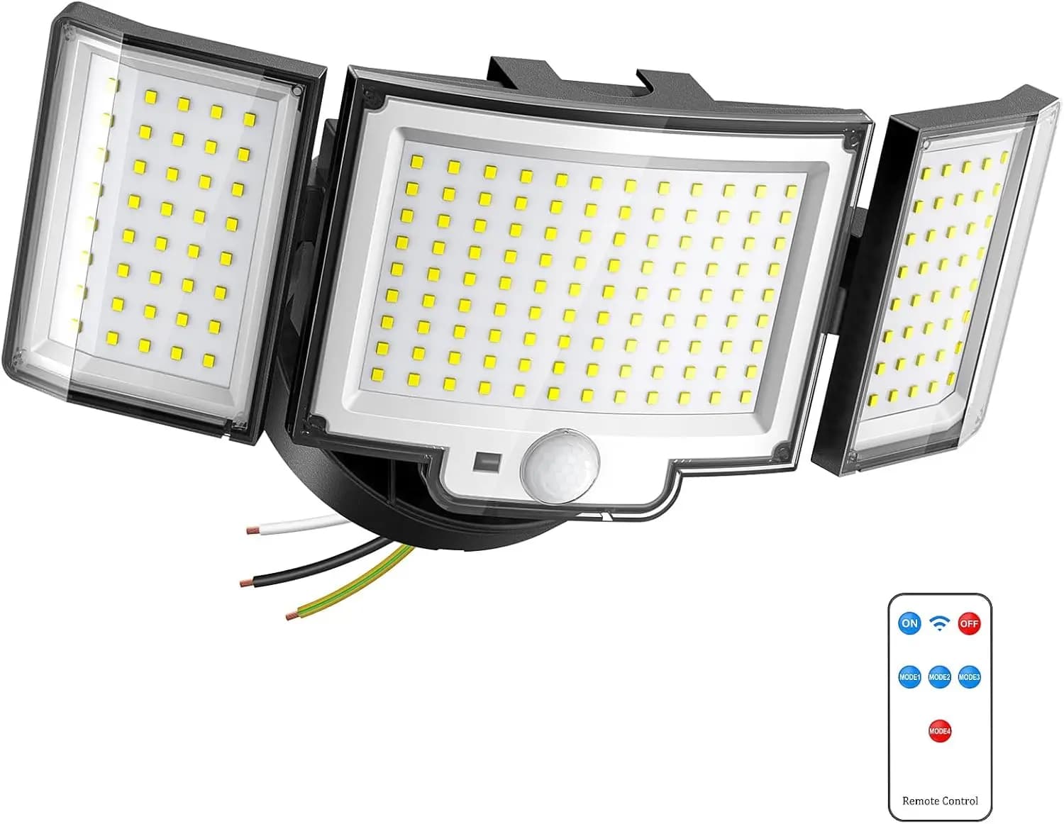 Luci di Sicurezza LED 20W 3000LM con Sensore di Movimento per Esterni, 6500K Luce Diurna, Telecomando, 3 Modalità dal Tramonto all'Alba, Impermeabili
