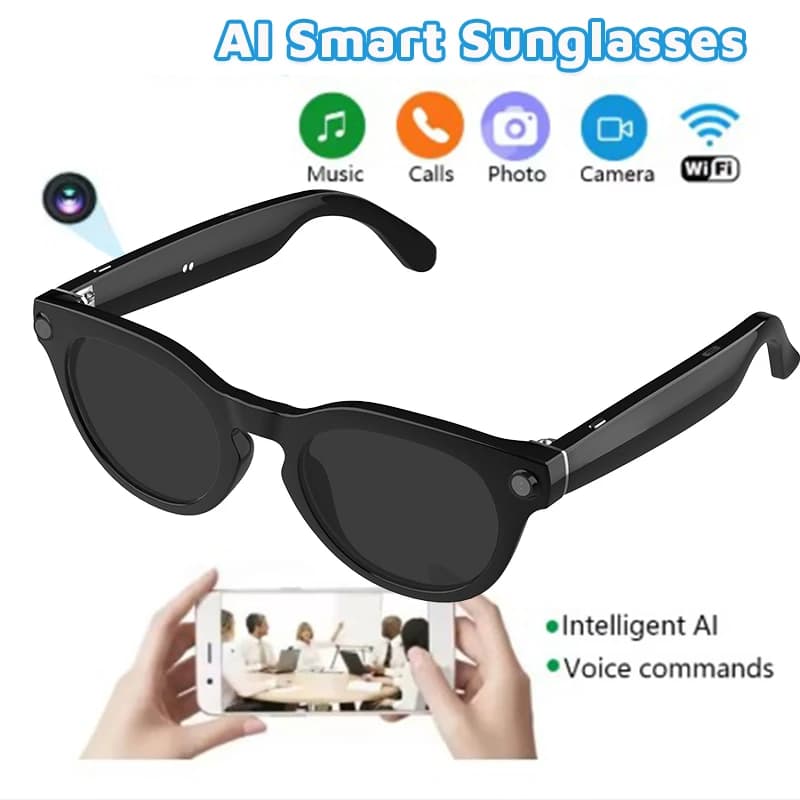 Bluetooth AI Smart Camera Video Photo Sunglasses Men Women Translation Sun Glasses Headphones Light Protection Outdoor Eyewear