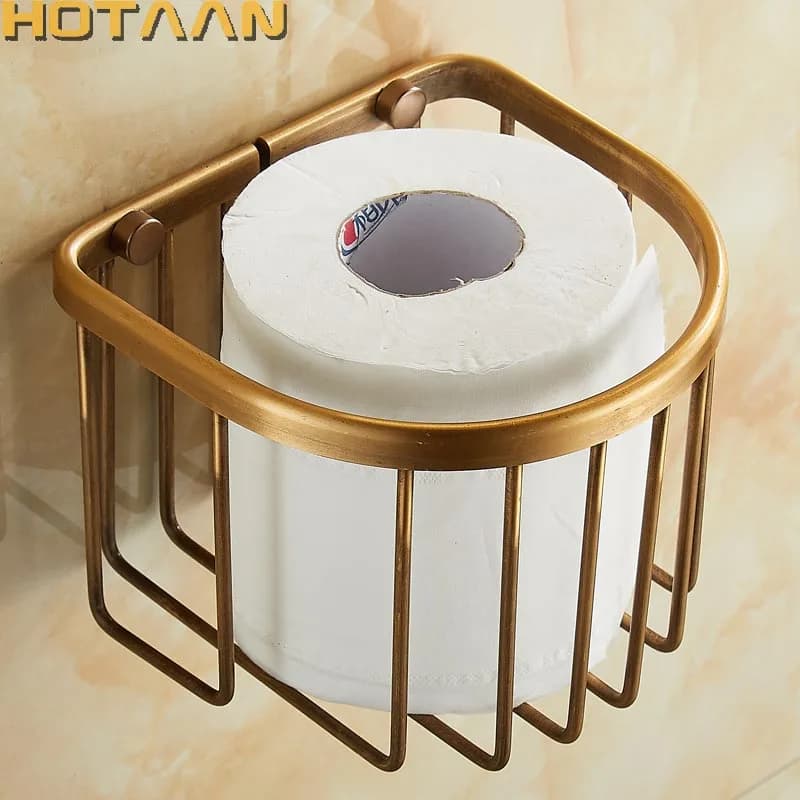 . Scatola per fazzoletti in rotolo di ottone antico per porta carta igienica da bagno montata a parete all'ingrosso e al dettaglio YT-1392